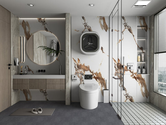 Ethereal Blush Marble UV Protected PVC Wall Panel - Bathroom