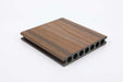 Brown teak composite decking board with wood grain texture