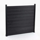 Freestanding black co-extrusion composite fence panel with horizontal boards and two posts