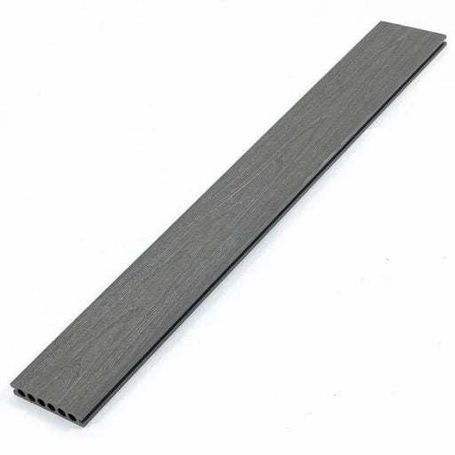 Dark gray grooved composite deck board