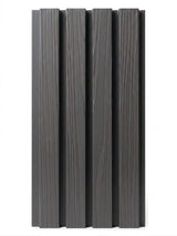 Gray Composite Cladding 8×8 Sample with raised vertical slats and wood-grain texture