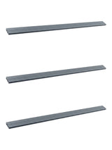 Set of three gray top lattice privacy composite fence replacement boards with subtle wood-grain texture
