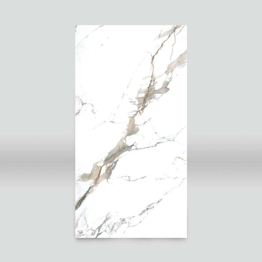 Elegant gray and beige veined white marble PVC wall panel, 4x8 ft, UV protected, fireproof, waterproof
