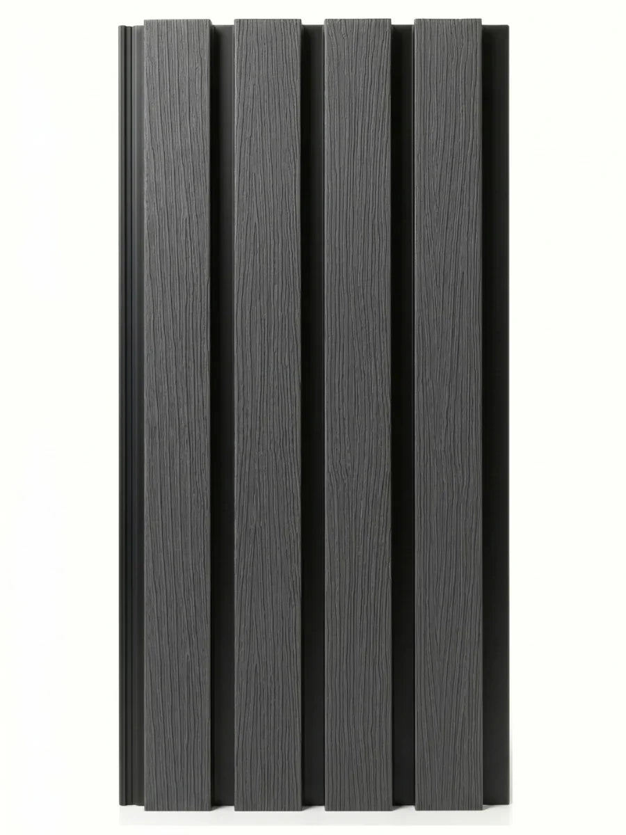 Charcoal gray Composite Cladding 8×8 Sample with black recessed grooves
