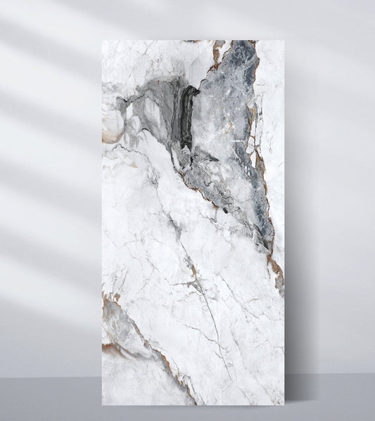 Grey-Brown Veined Marble UV Protected PVC Wall Panel - 4x8 ft, Fireproof & Waterproof, (32 sq. ft)