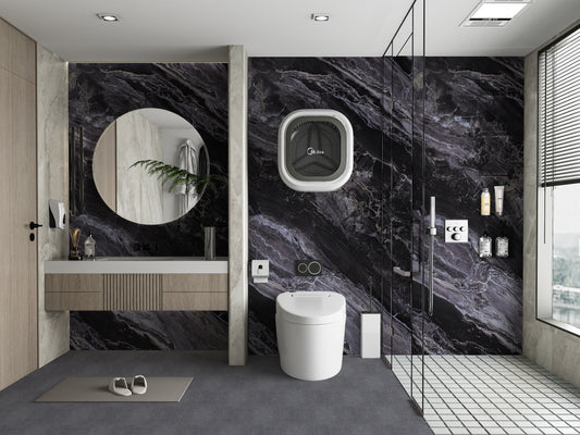 Noir Vein Marble UV Protected PVC Wall Panel - 4x8 ft, Fireproof & Waterproof, (32 sq. ft)