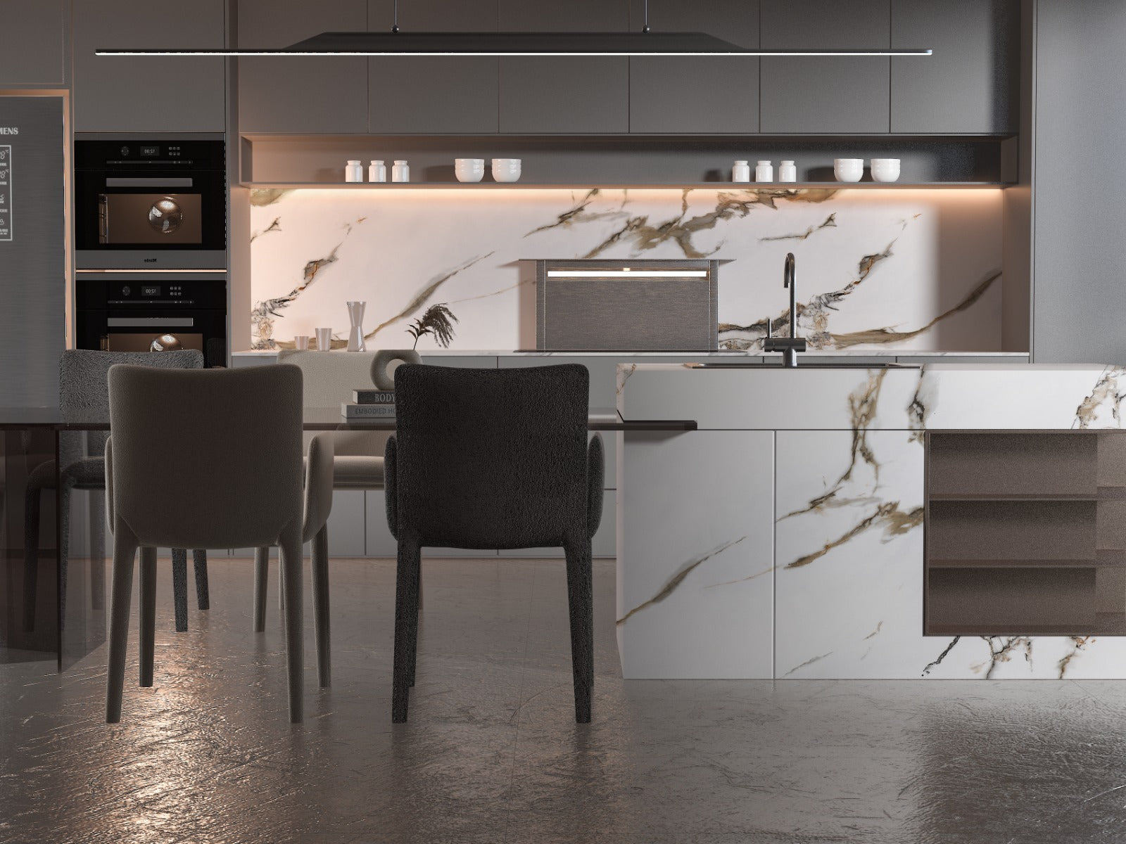 Ethereal Blush Marble UV Protected PVC Wall Panel - Kitchen Wall Design