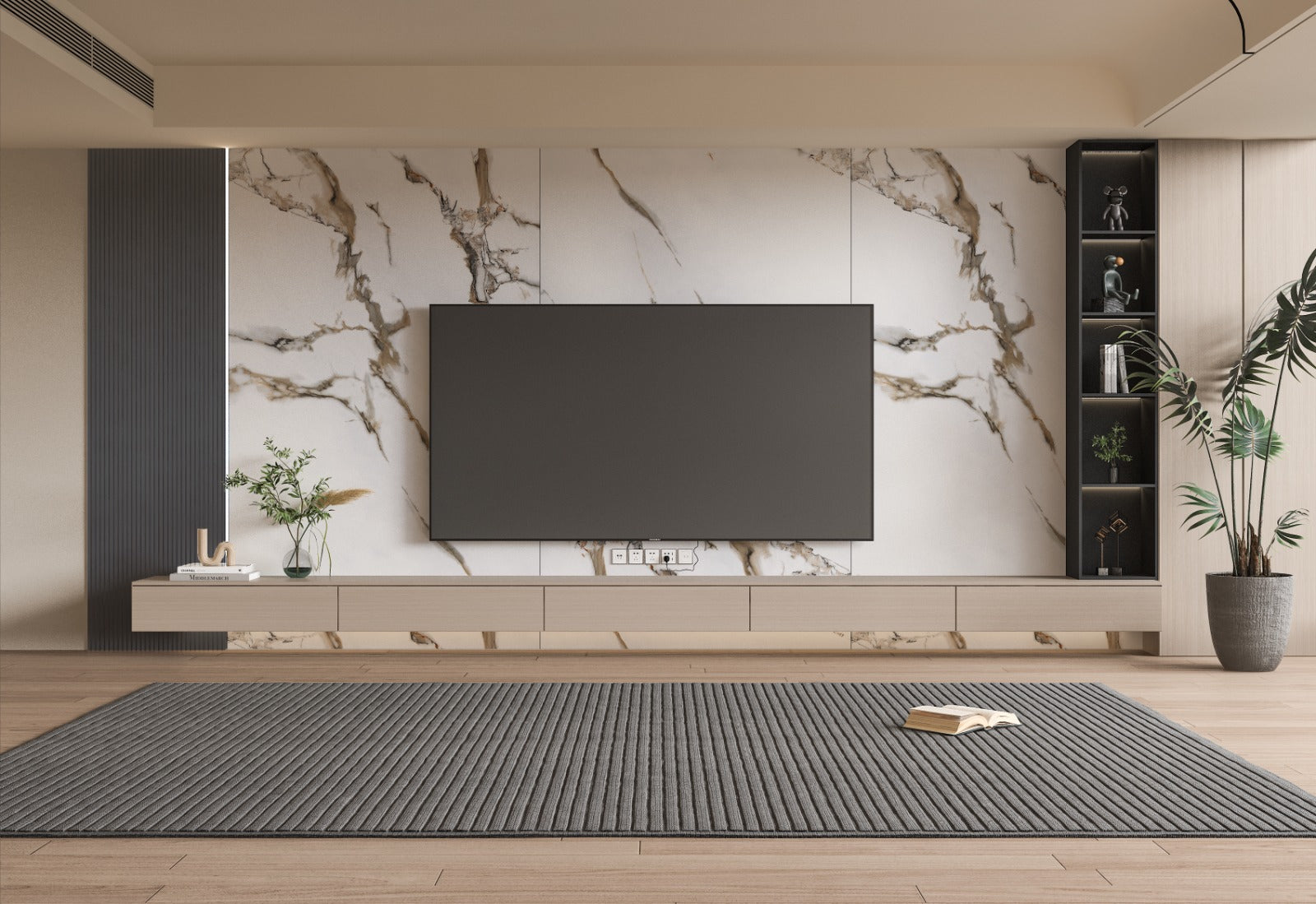 Ethereal Blush Marble UV Protected PVC Wall Panel - TV Wall Design