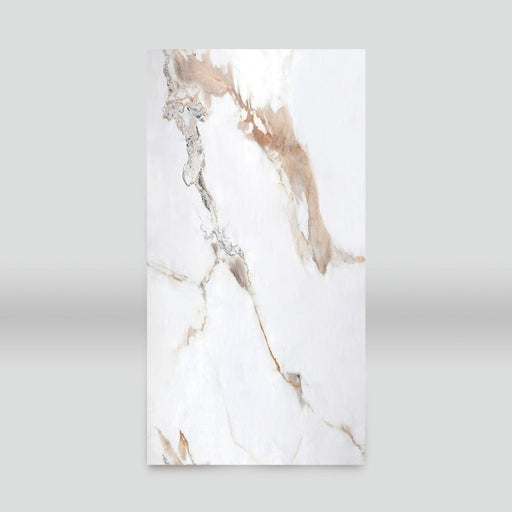 Elegant white marble PVC wall panel with brown and gray veins