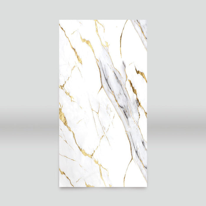 Luxe Gold Marble Sheet UV Protected PVC Wall Panel - 4x8 ft, Fireproof & Waterproof