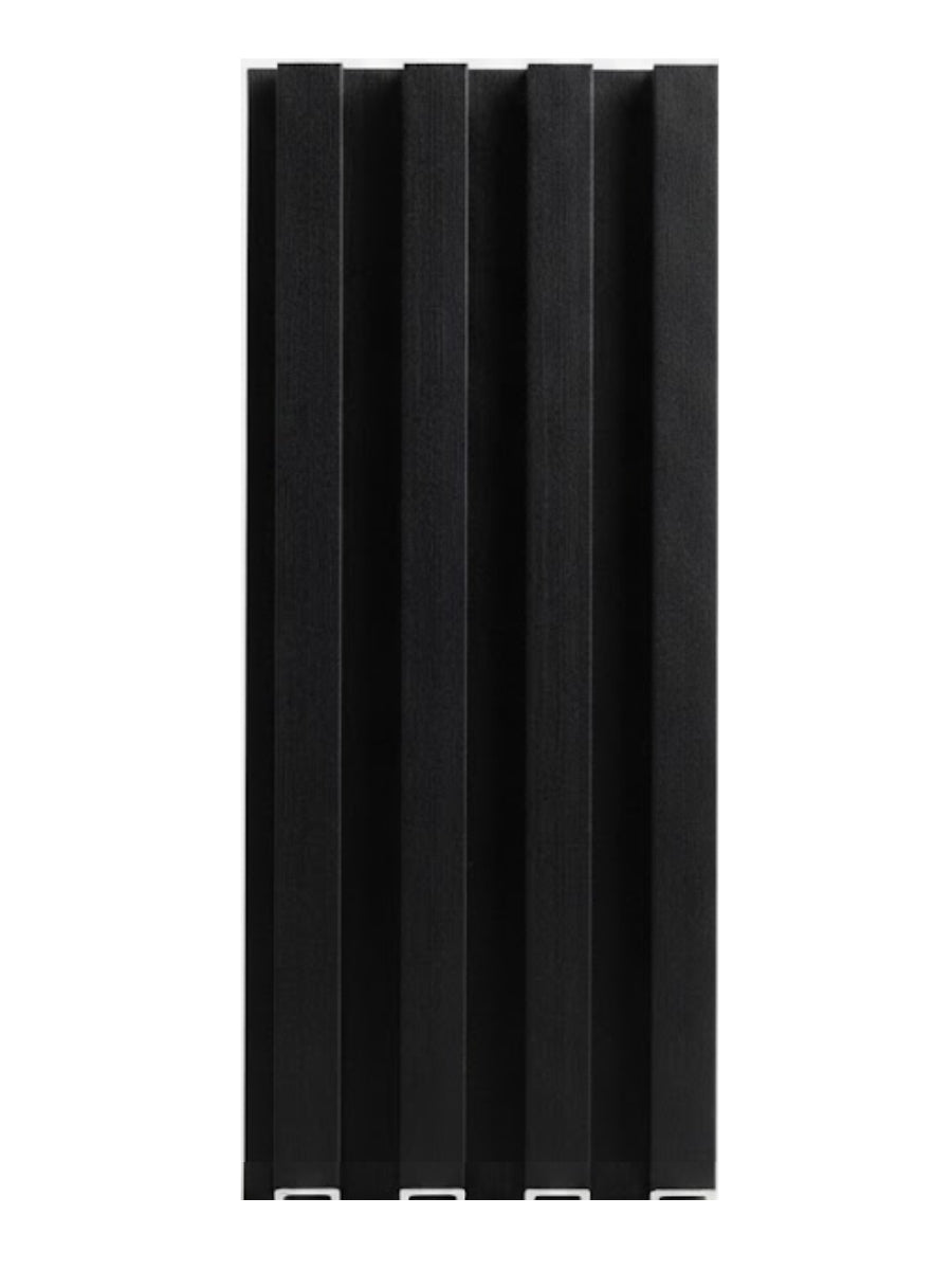 Luxe Noir black WPC fluted 3D wall panel with deep vertical ridges