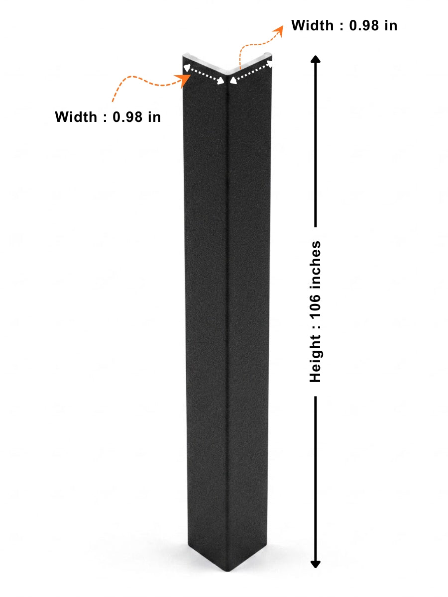 Luxe Noir black corner trim measuring 106 inches high with 0.98-inch sides