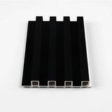 Luxe Noir WPC slat fluted wall panel sample in a solid matte black finish