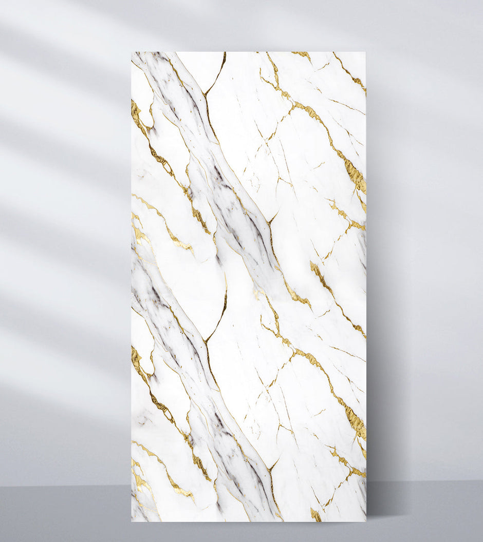 Calacatta White Marble PVC Wall Panel 4x8 ft | Waterproof Marble Panels ...