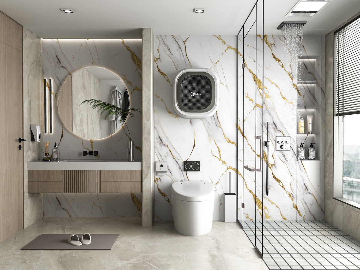 Luxe Gold Vein Marble PVC Wall Panel 4×8 ft | UV Protected, Waterproof ...