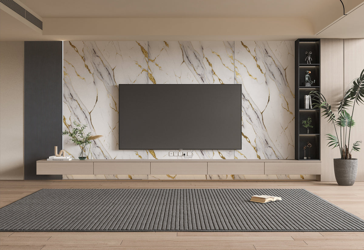 Luxe Gold Vein Marble PVC Wall Panel 4×8 ft | UV Protected, Waterproof ...