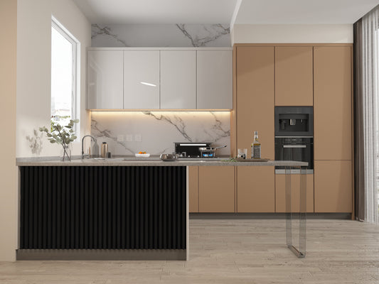 Luxe Noir WPC Fluted 3D Wall Panels. Accel Distribution Inc. Kitchen Design From WPC Fluted Wall Panels