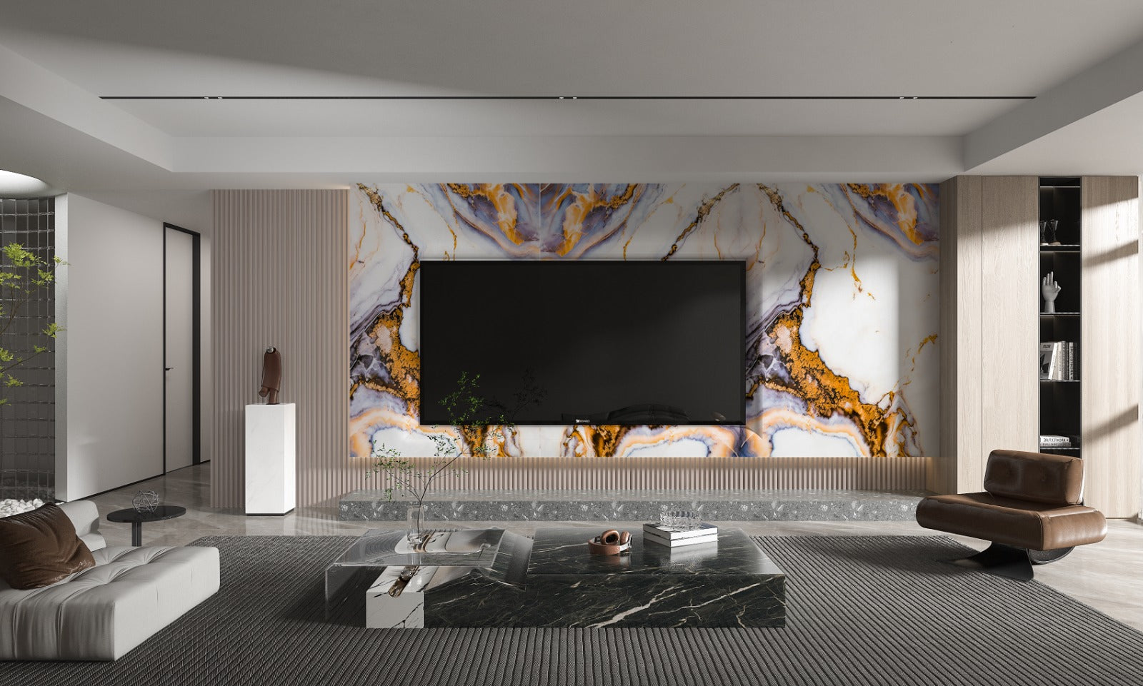 Luxe Horizon Marble PVC Wall Panel 4x8 ft in TV-Launch