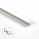 Silver 3mm aluminum inside corner trim with clear protective film and profile diagram