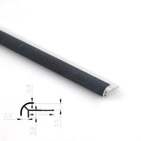 3mm aluminum outside corner trim holding a dark textured wall panel edge beside a profile diagram