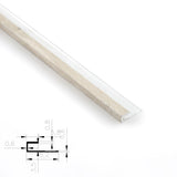 Light beige 3mm aluminum end cap trim profile close-up with technical cross-section diagram