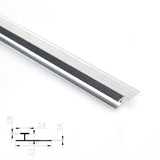 Silver aluminum H-joint trim with black center strip and cross-section diagram