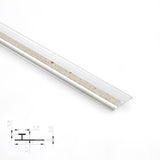 Silver aluminum H-joint trim with beige textured center strip and cross-section diagram