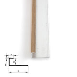 End view of medium brown aluminum end cap trim with silver mounting flange and profile dimensions