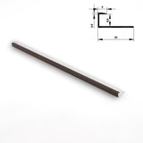 Full-length dark brown 6.3mm aluminum end cap trim with technical profile diagram