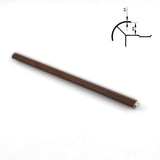 Full-length dark brown aluminum outside corner trim with wood-grain finish and cross-section diagram