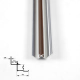 End view of dark brown 6.3mm aluminum inside corner trim showing the channel profile and dimensions