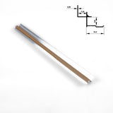 Full-length medium brown aluminum inside corner trim for wood veneer wall panels with profile diagram