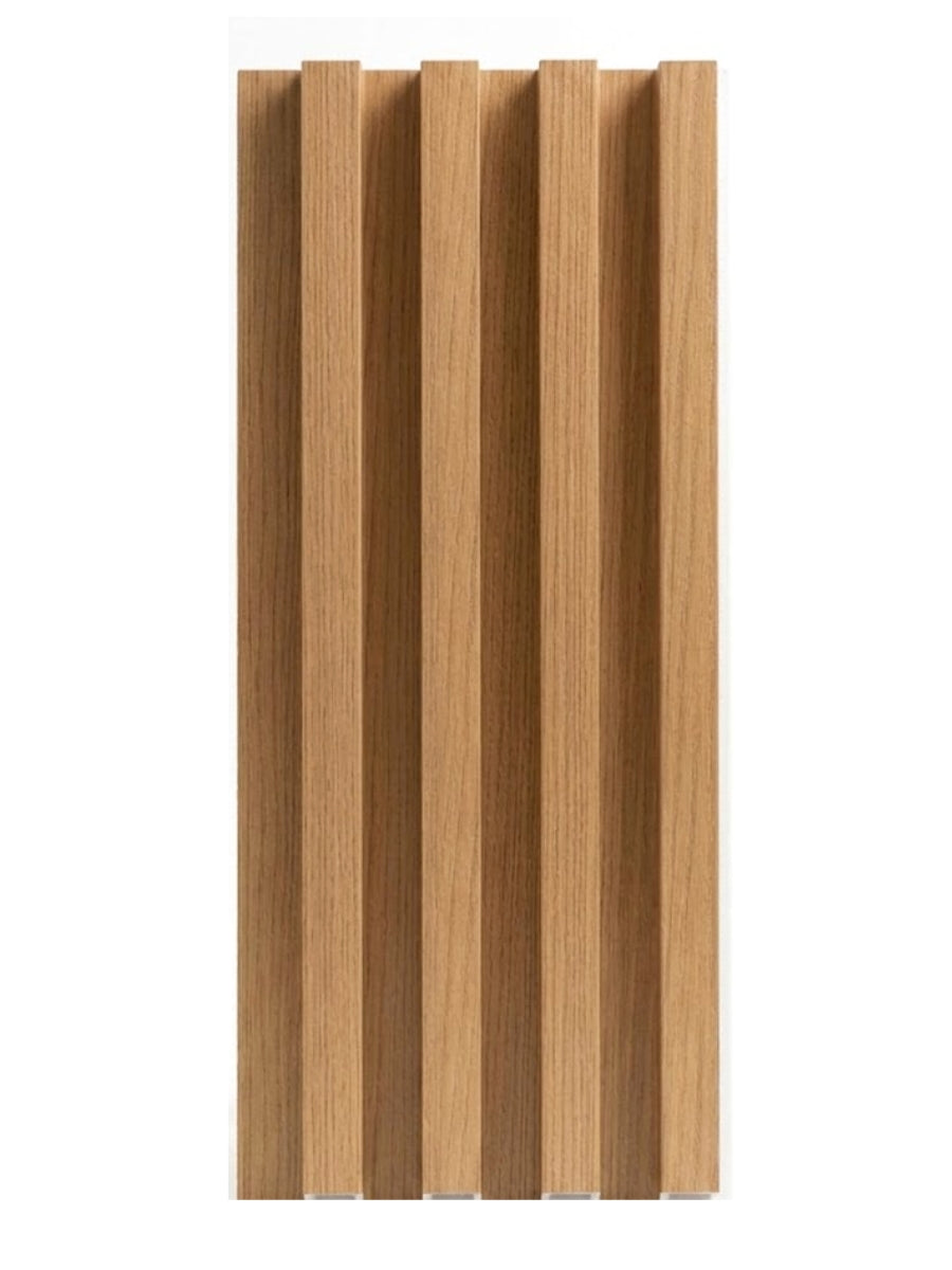 Maple Slate WPC fluted 3D wall panel with vertical wood-look ridges