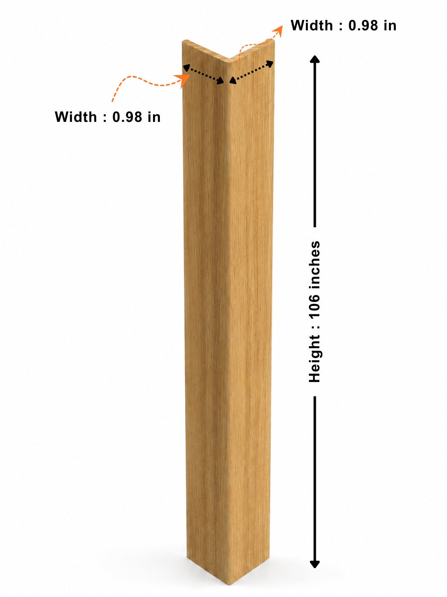 Maple Slate corner trim dimensions showing 106-inch height and 0.98-inch sides