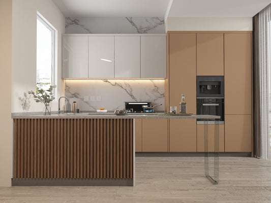 Midnight Elm WPC Fluted 3D Wall Panels. Accel Distribution Inc. Kitchen Design From WPC Fluted Wall Panels
