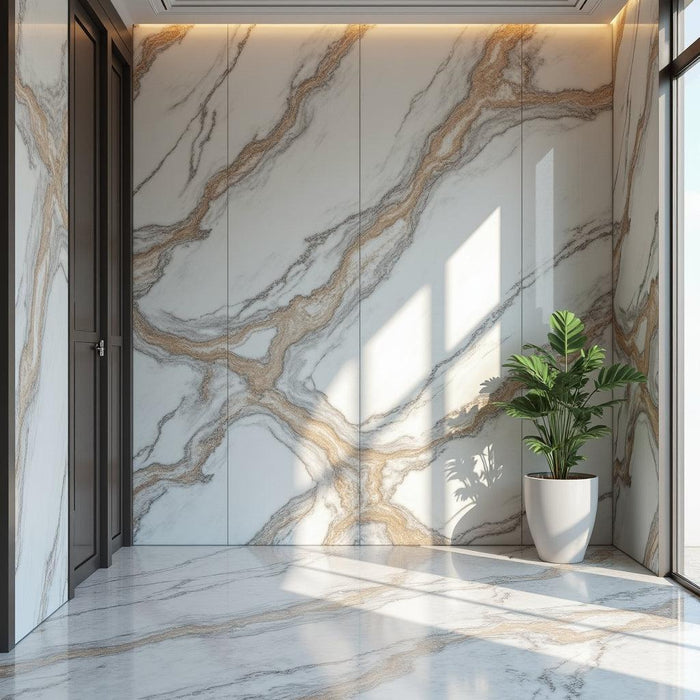 Gray gold marble PVC wall panels with UV protection