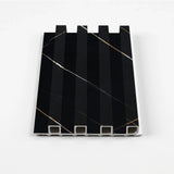 Noir Royale WPC fluted wall panel sample with black marble-look finish and fine gold veining