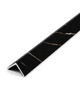 Noir Royale black corner trim with gold-toned veining and an L-shaped profile