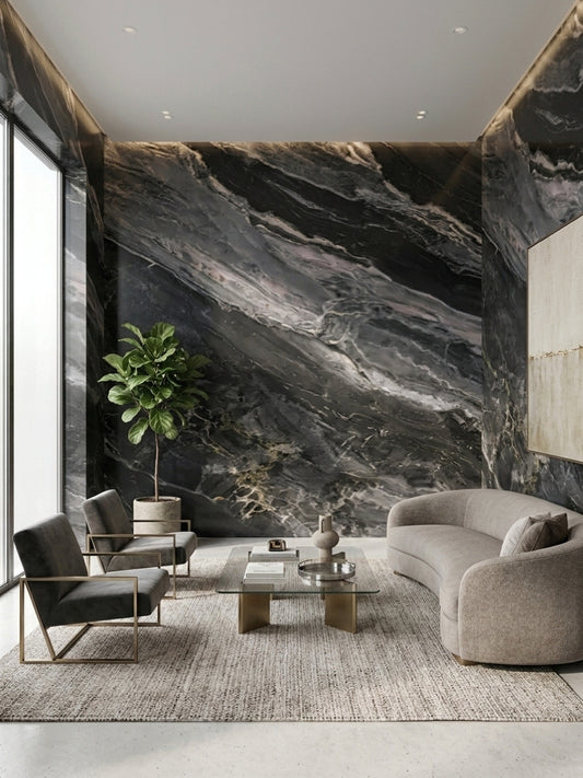 Noir Vein Marble UV Protected PVC Wall Panel - 4x8 ft, Fireproof & Waterproof, (32 sq. ft)
