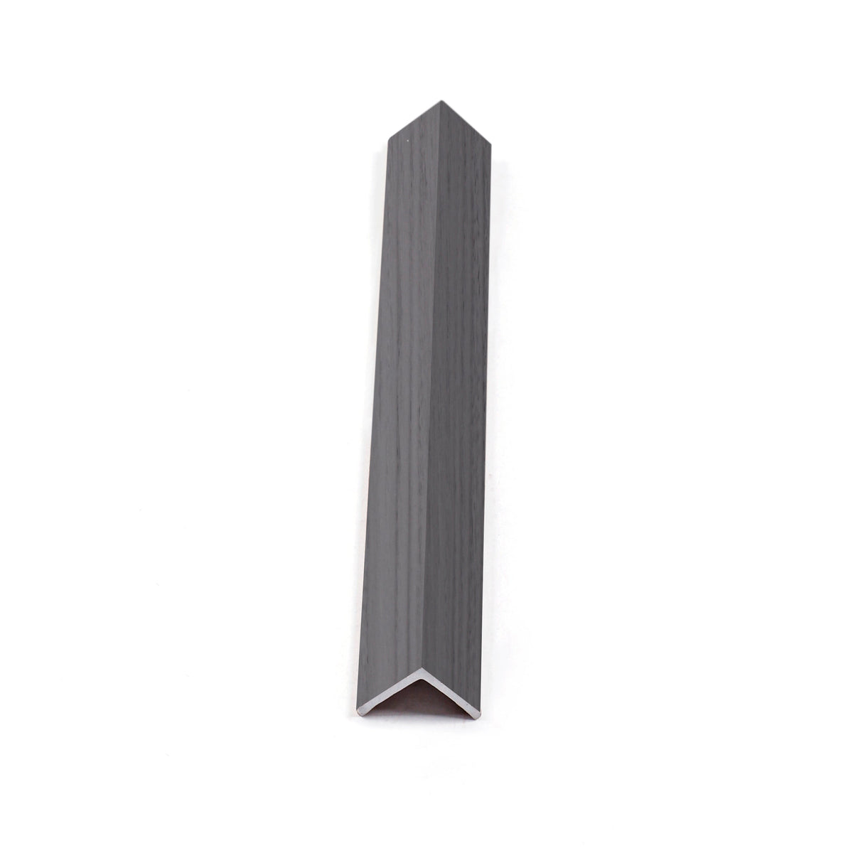 Oak Gray WPC corner trim for fluted 3D wall panel installation