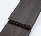 Dark brown mahogany composite deck board with wood grain texture