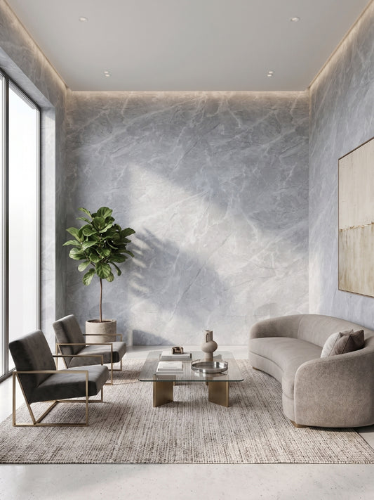 Serene Stone Marble UV Protected PVC Wall Panel - 4x8 ft, Fireproof & Waterproof, (32 sq. ft)