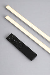 Two illuminated 87-inch smart LED strip lights with black remote control