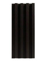 Walnut Ink Metallic WPC wall panel with dark vertical 3D fluted slats