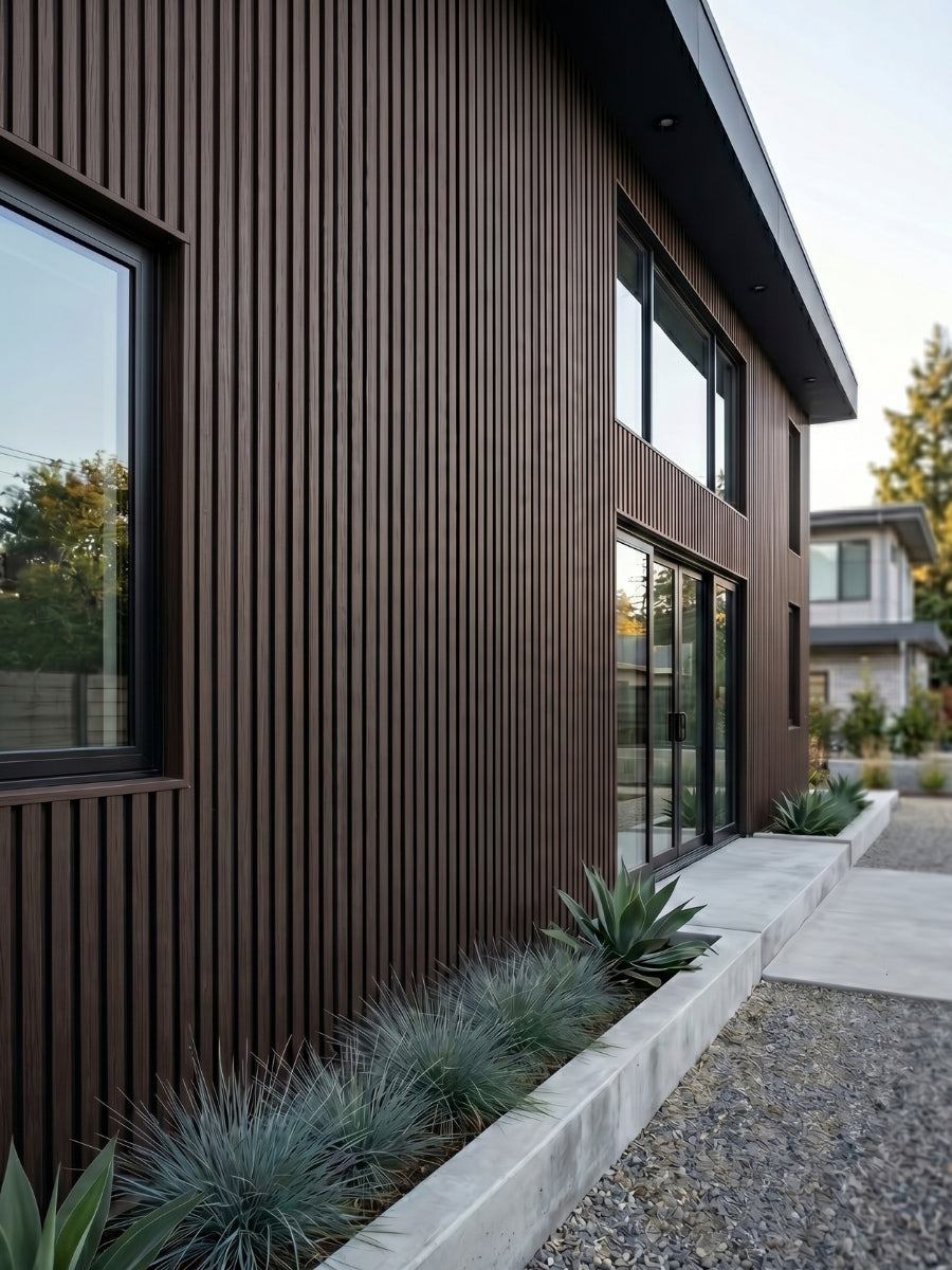 Modern brown composite cladding for exterior wall design