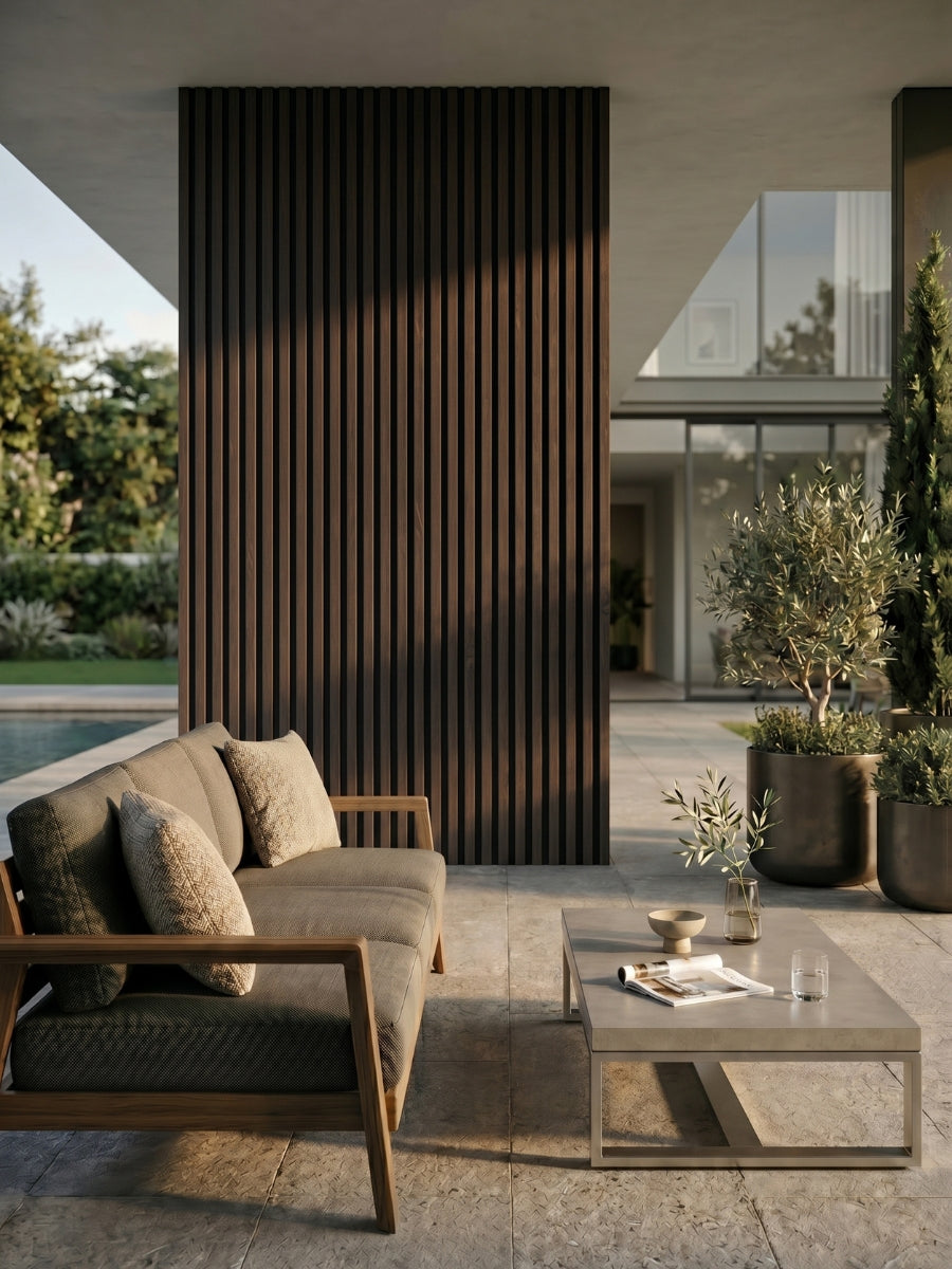 UV resistant brown composite cladding boards for outdoor walls