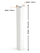 White brushed corner trim diagram showing a 106-inch height and two 0.98-inch sides