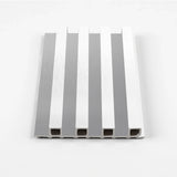 White brushed WPC slat fluted wall panel sample with alternating raised ribs and grooves