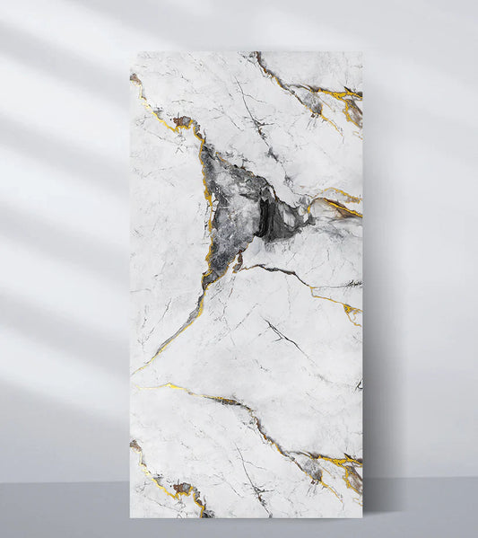 White deep gray marble PVC wall panel 4x8 ft for modern interiors