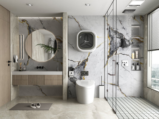 PVC 3D Marble Sheet Royal Glacier Gold. Accel Distribution Inc. Bathroom Design From PVC Marble Sheets